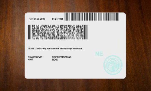 Nebraska  Driver license PSD Template