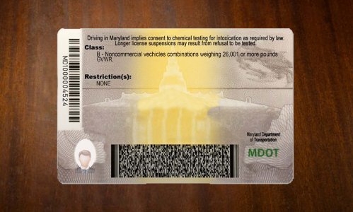 Maryland Driver license PSD Template